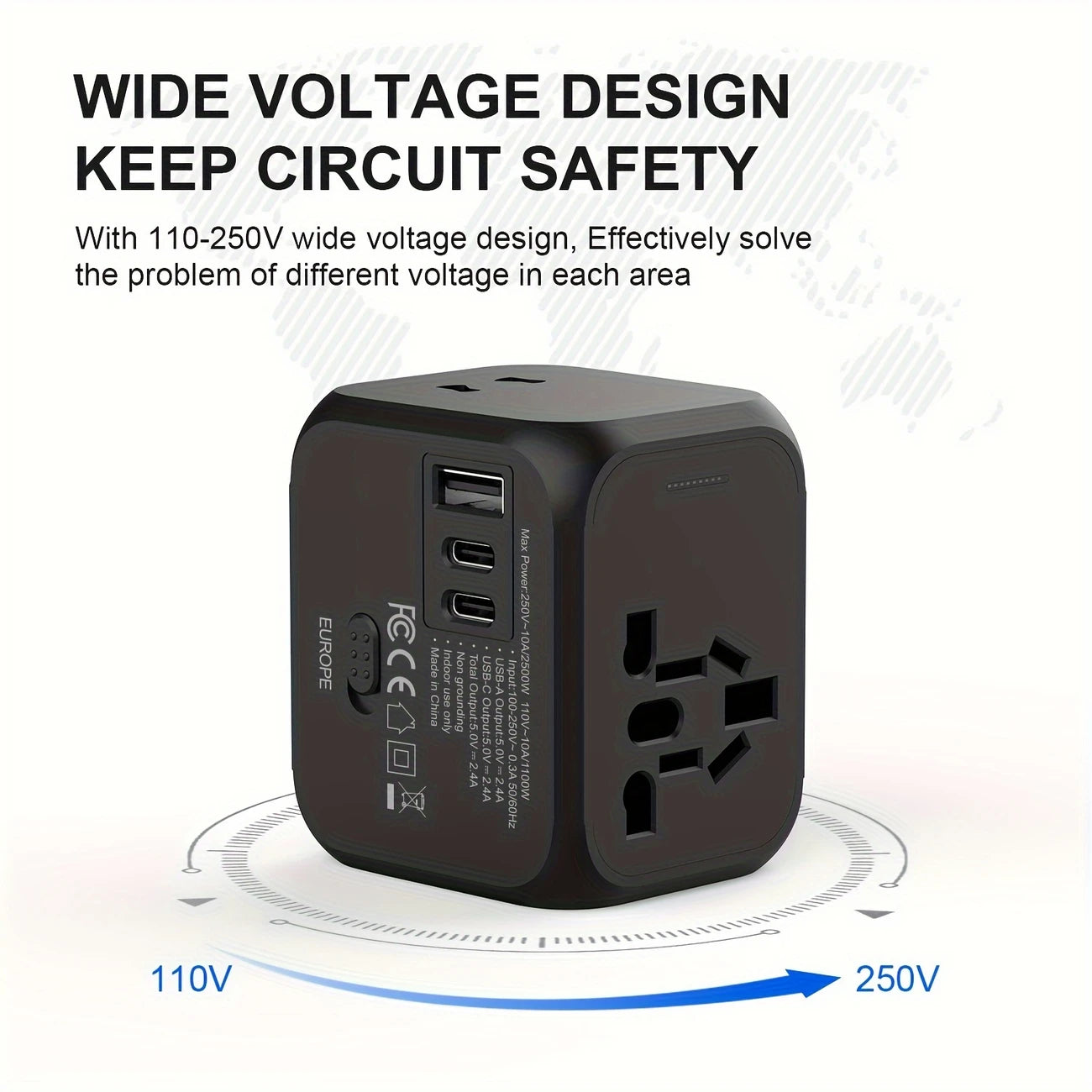 Compact Travel Adapter with Dual USB-C & USB-A Ports – Orange